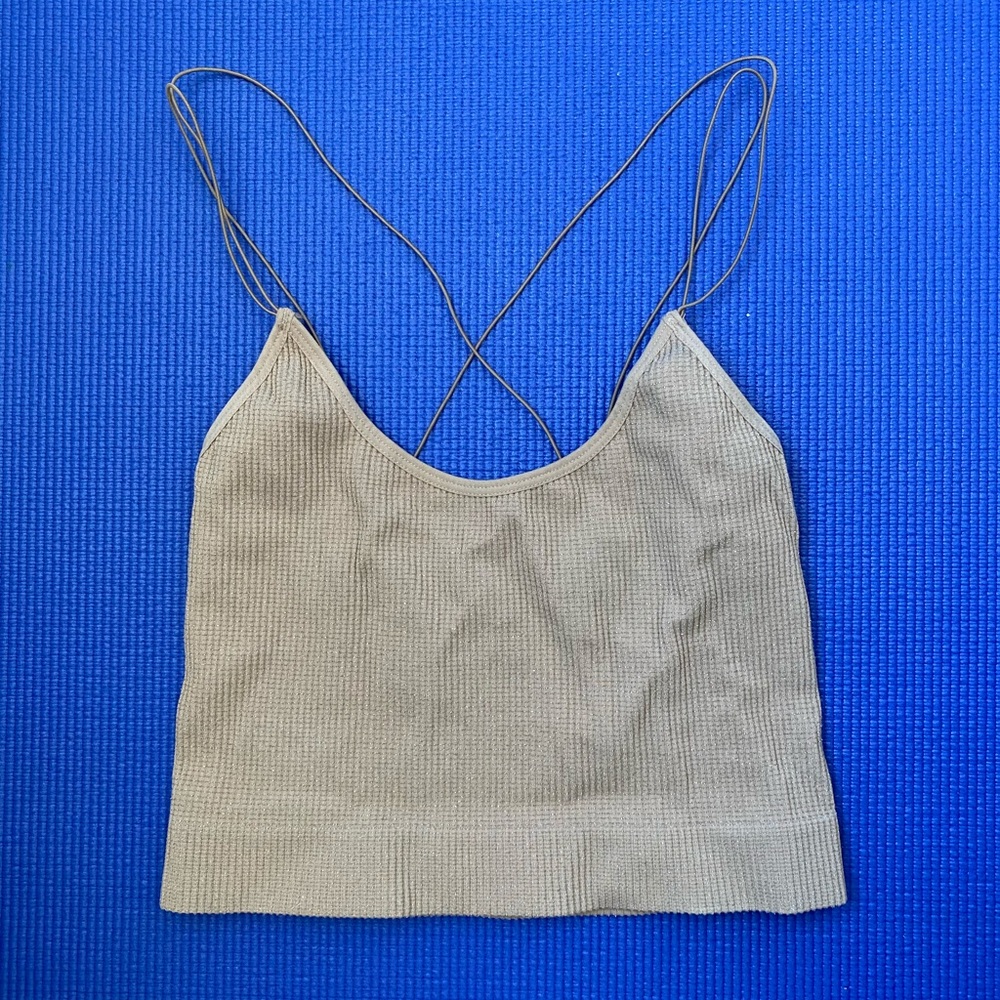 Urban outfitters Tan sparkly crop top